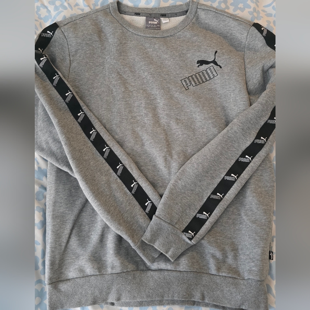 Puma Men's Crewneck Sweater in Gray and Black